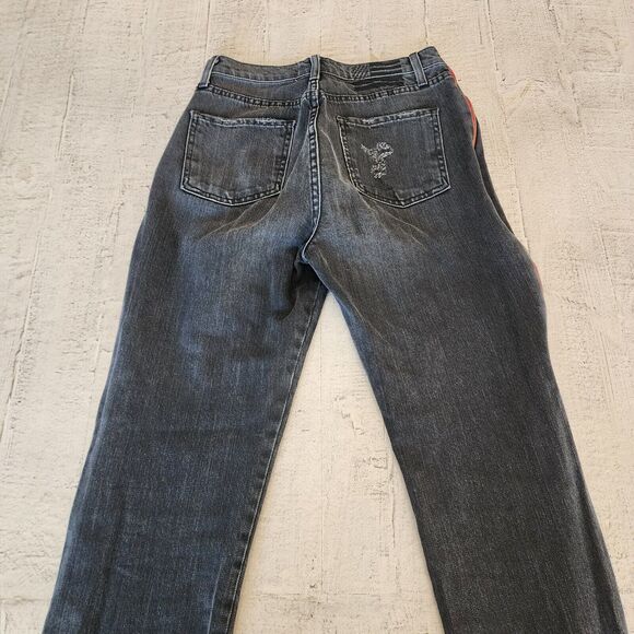 Revice Womens High Waisted Frayed Hems Red Side Zipper Flare 28x29 Size 28 - Picture 12 of 16